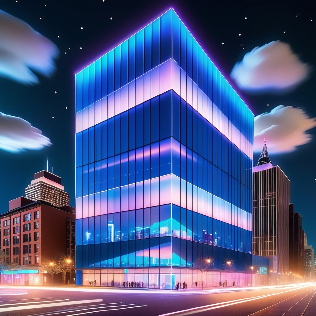 Neon Crypto World Skyline